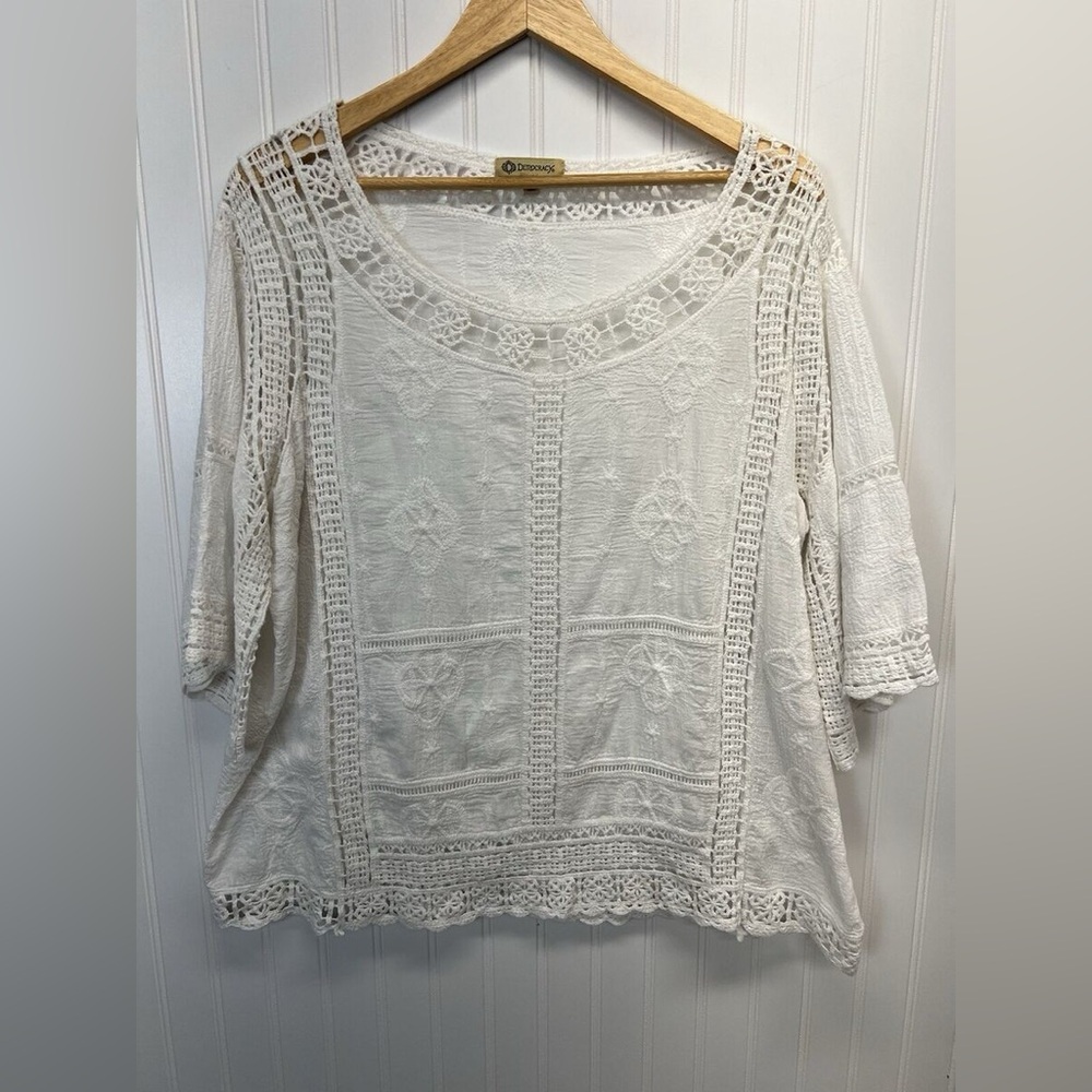 Democracy White Crochet Blouse